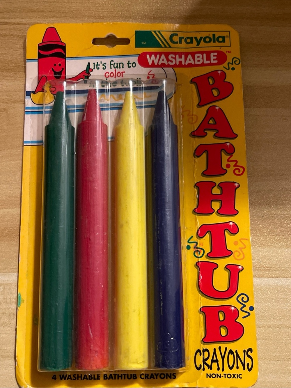 Crayola Washable Bathtub Crayons Green, Red, Yellow, Blue 1993 NOS VTG Non-Toxic